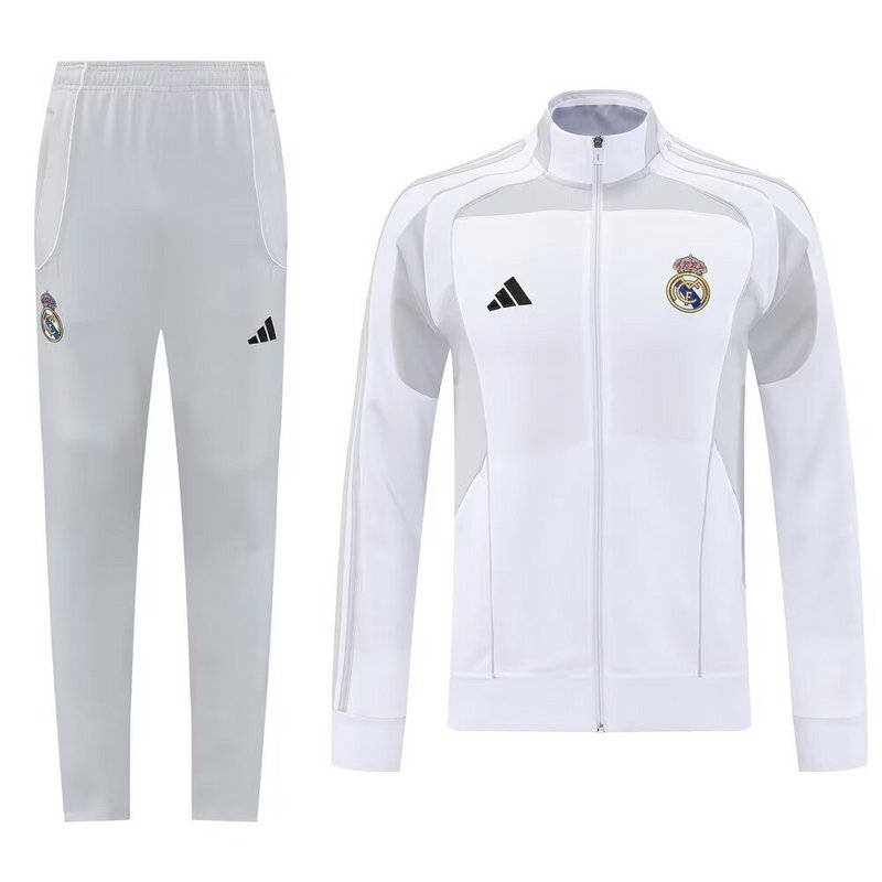 25-26 Real Madrid Grey & White Training Suit