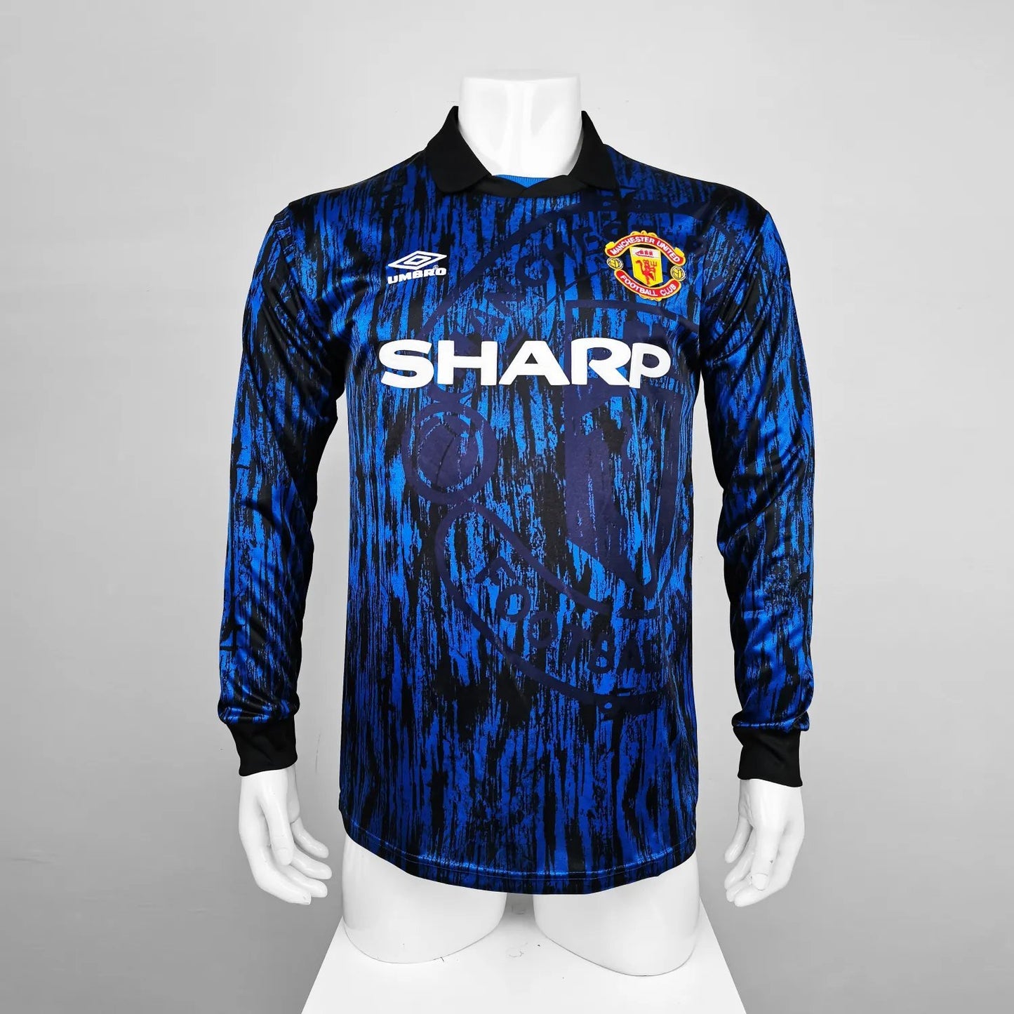1993 Manchester United Away Blue Long Sleeve Retro