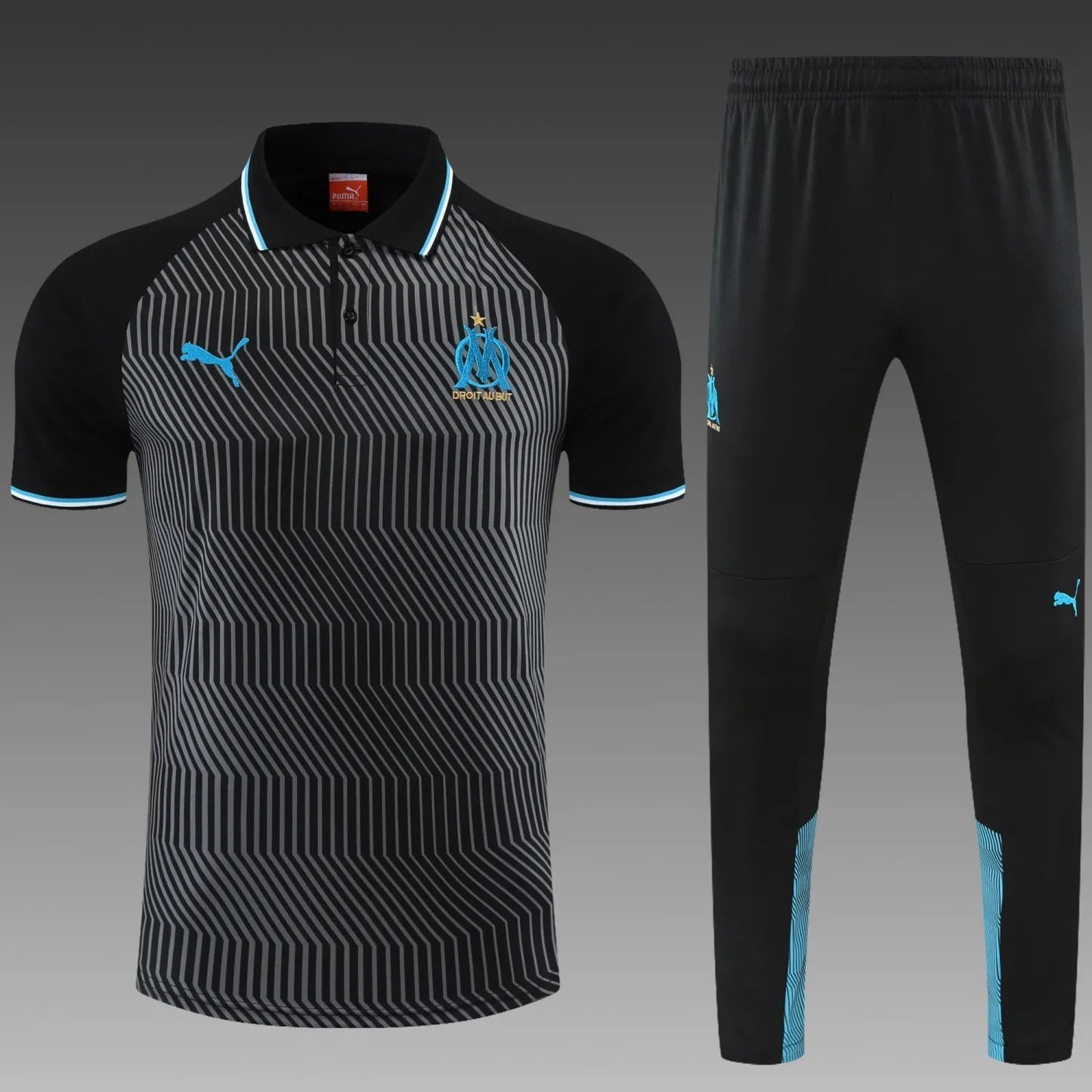 Olympique Marseille POLO Black Short Sleeve Suit