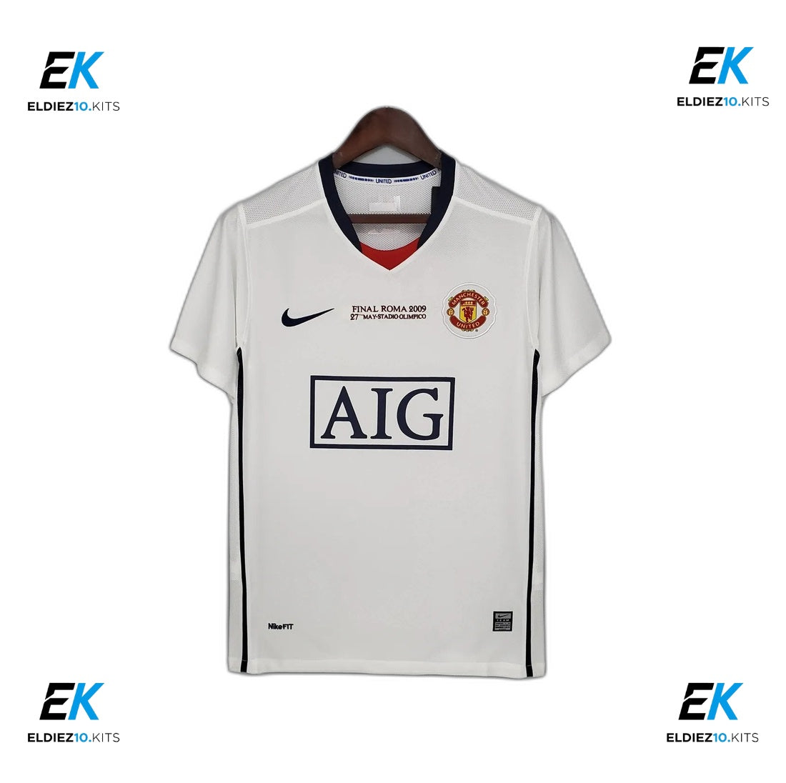 08-09 Manchester United Champions League away white Fan Version Version