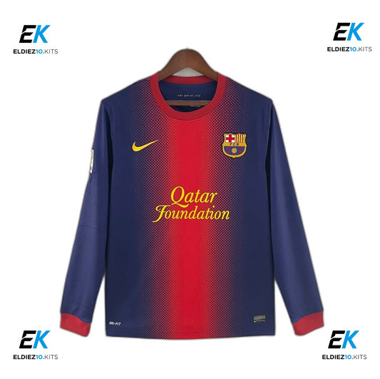 12-13 Barcelona Home Long Sleeve Retro