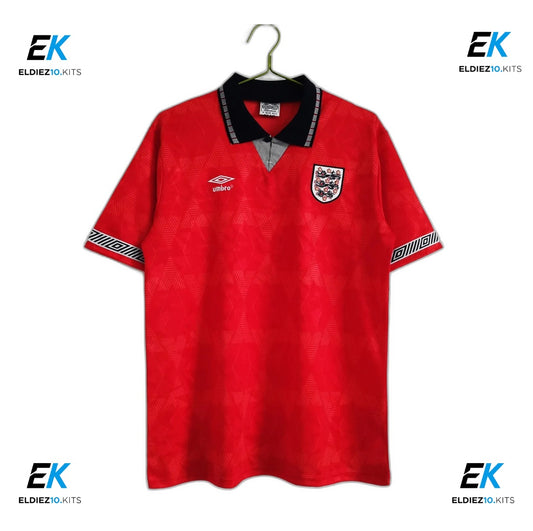 1990 England Away Red Retro