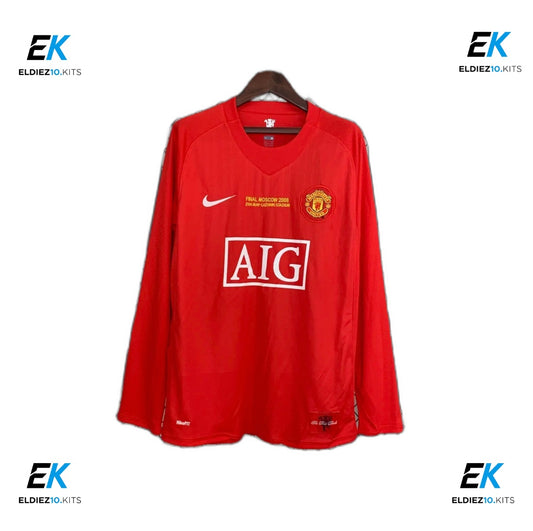 2007-08 Manchester United Home UCL Version Long Sleeve Retro