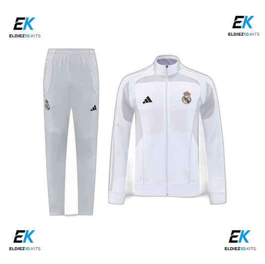 25-26 Real Madrid Grey & White Training Suit