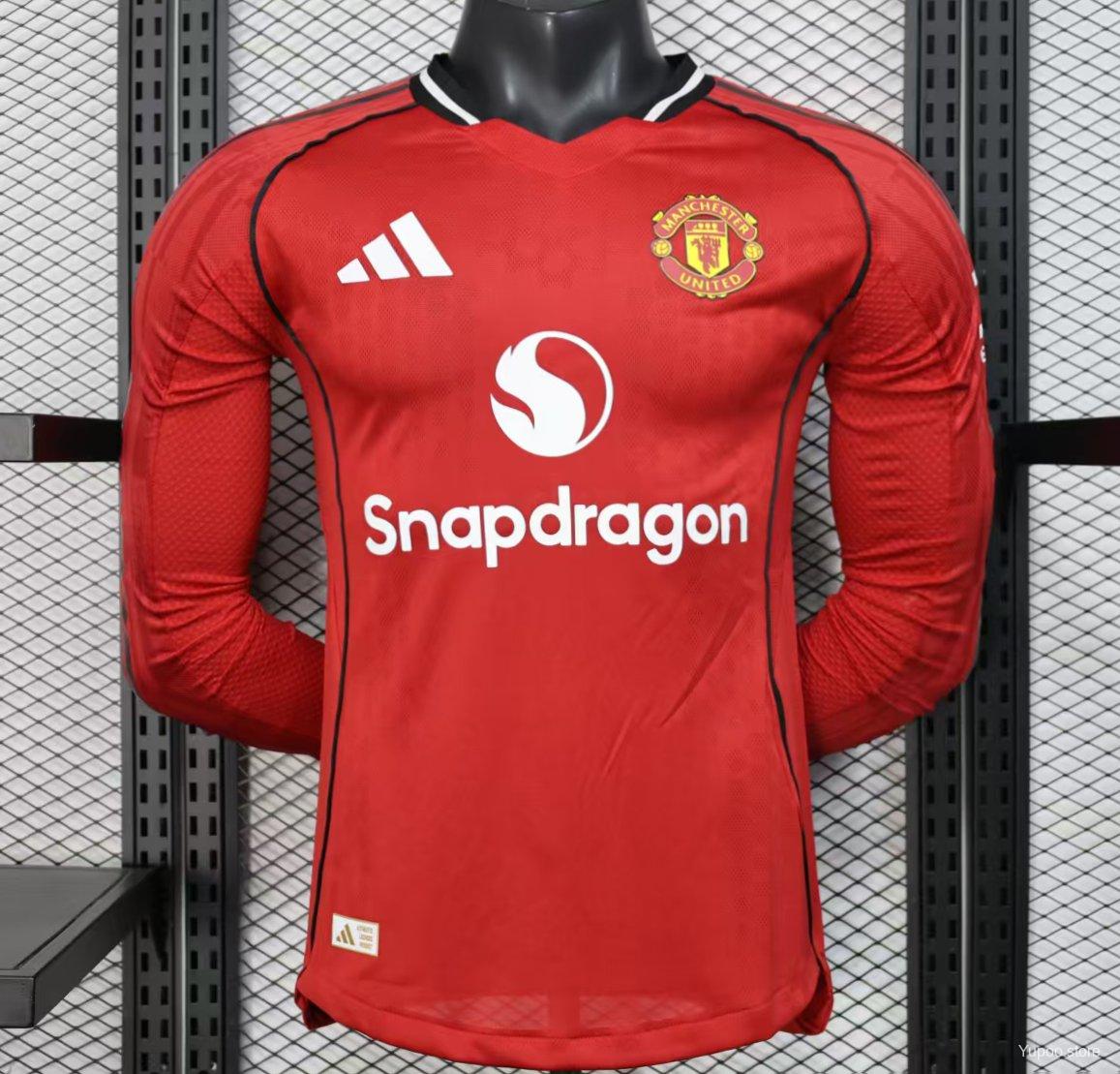 25-26 Manchester United Home Long Sleeve Player Version