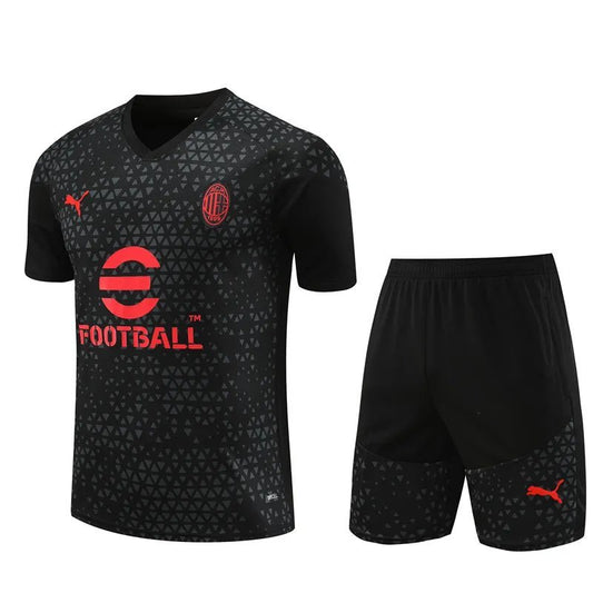 23-24 AC Milan Black Training Short Sleeve Suit