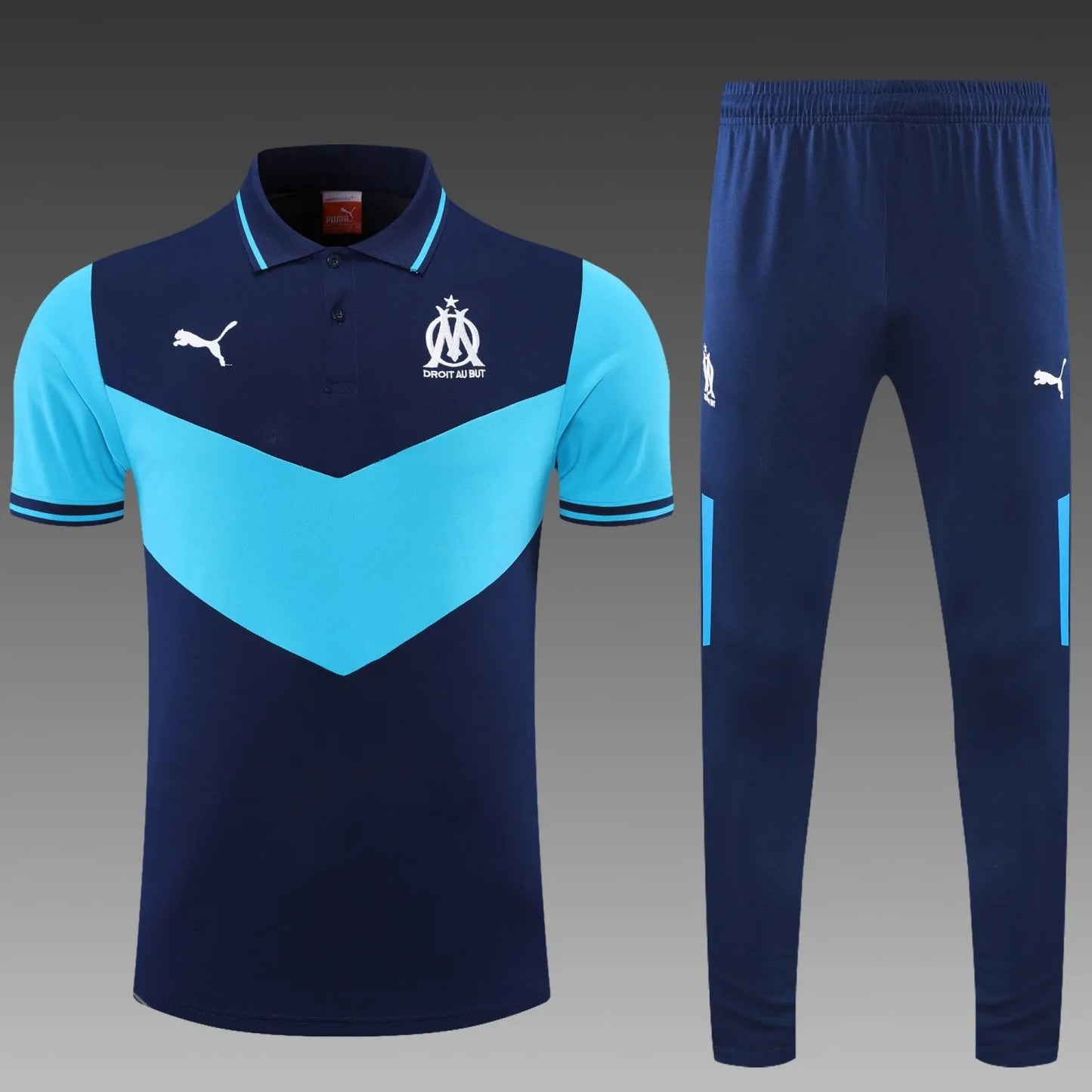 Olympique Marseille POLO kit royal blue Short Sleeve Suit