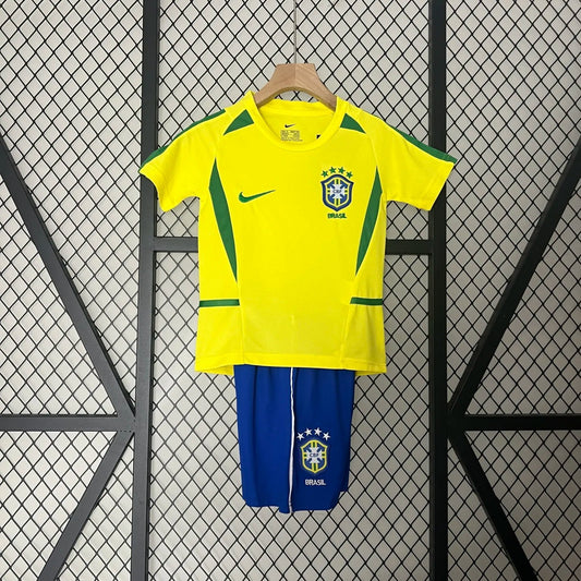 Retro 2002 Brazil Home Kids Kit