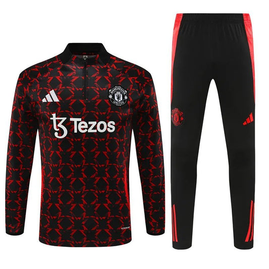24-25 Manchester United Red and Black Training Suit