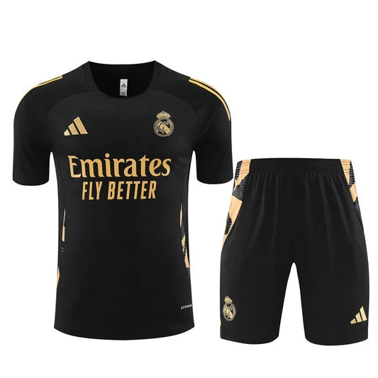 24-25 Real Madrid Black Gold Short Sleeve Training Suit