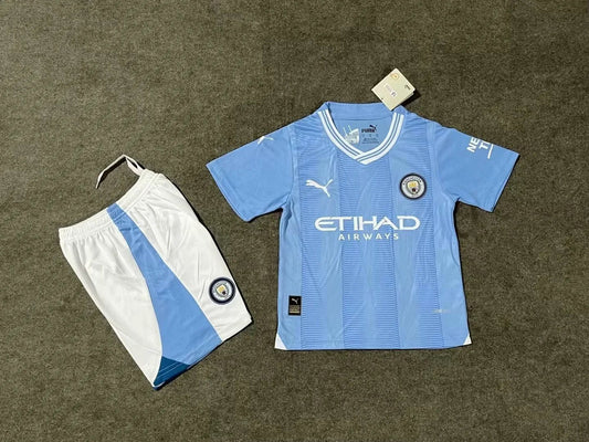 23-24 Manchester City Home Kids Kit