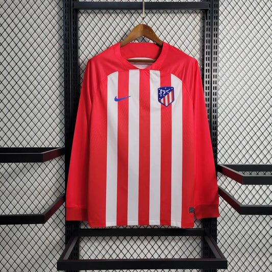 23-24 Atletico Madrid Home Long Sleeve Fan Version