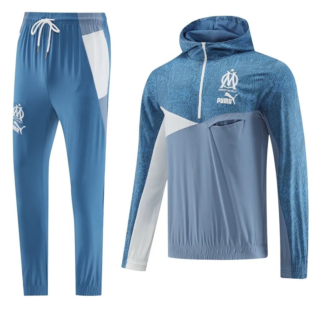 23-24 Olympique Marseille Hooded Windbreaker Suit